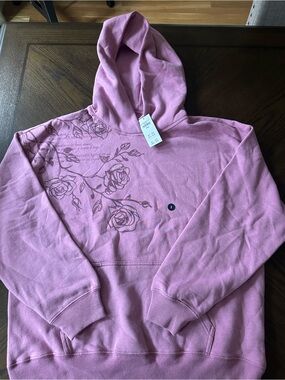 Hollister- NWT Pink Floral Graphic Hoodie Sweatshirt - Women's Pullover
